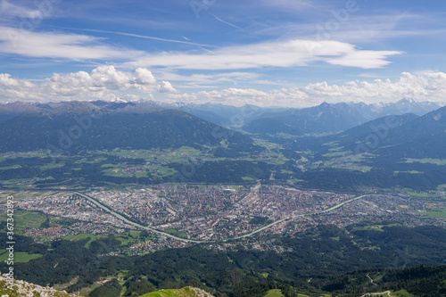 cloudy mountains and Innsbruck in Austria