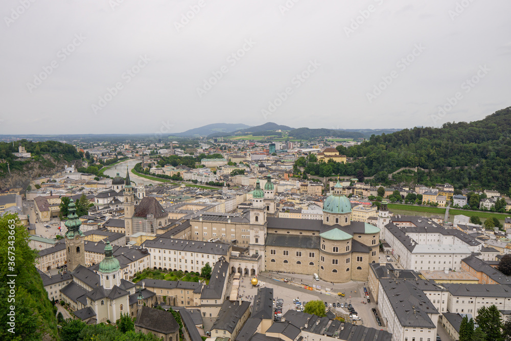city Salzburg in Austria with buildings