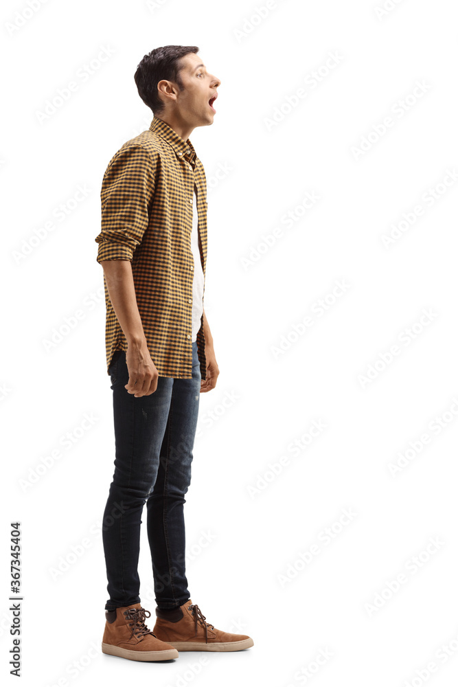 Naklejka premium Young man standing with an open mouth