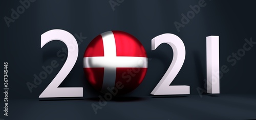 Free Download 2021 Happy New Year Background for seasonal greetings card or Christmas themed invitations. Flag of the Denmark. 3D rendering - GFXLoad