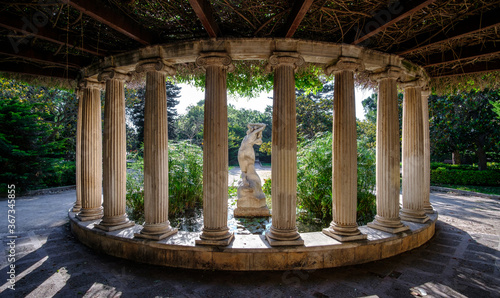 Jardines del Real, columns architecture pergola Viveros Valencia, near old dry riverbed of the River Turia