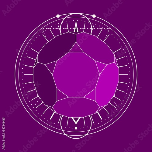 Mystical geometry symbol. Linear alchemy, occult, philosophical sign. Astrology and religion concept. Platonic solid design.