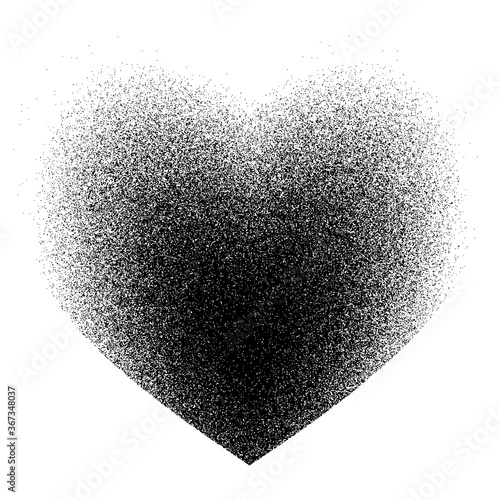 Vector heart broken into small pieces, into dast