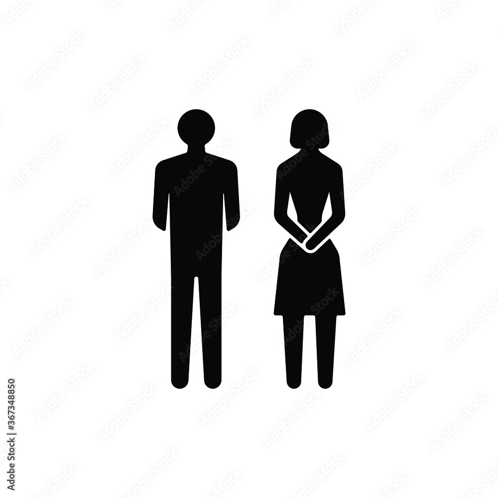 Man and woman icon isolated on white background, toilet sign. Man and woman icon isolated on white background, toilet sign.