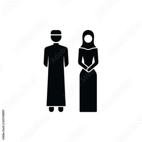 Muslim man and woman icon isolated on white background, toilet sign.