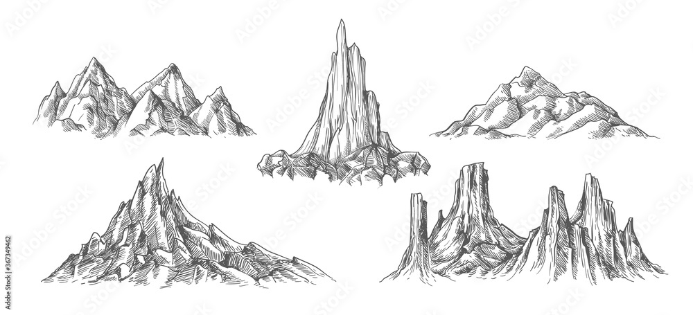 Plakat Hand drawn mountains landscape