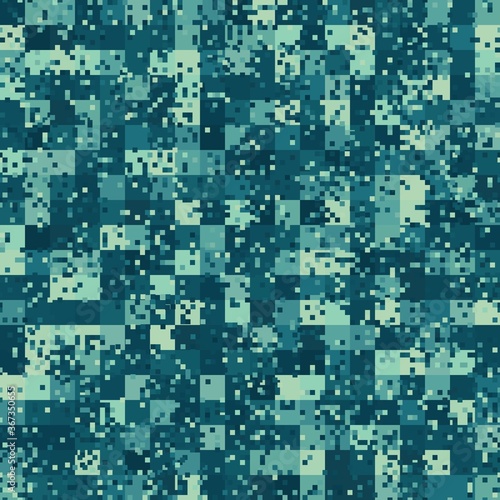 Seamless urban camouflage pattern. The pixel pattern in the foreground © Andrew