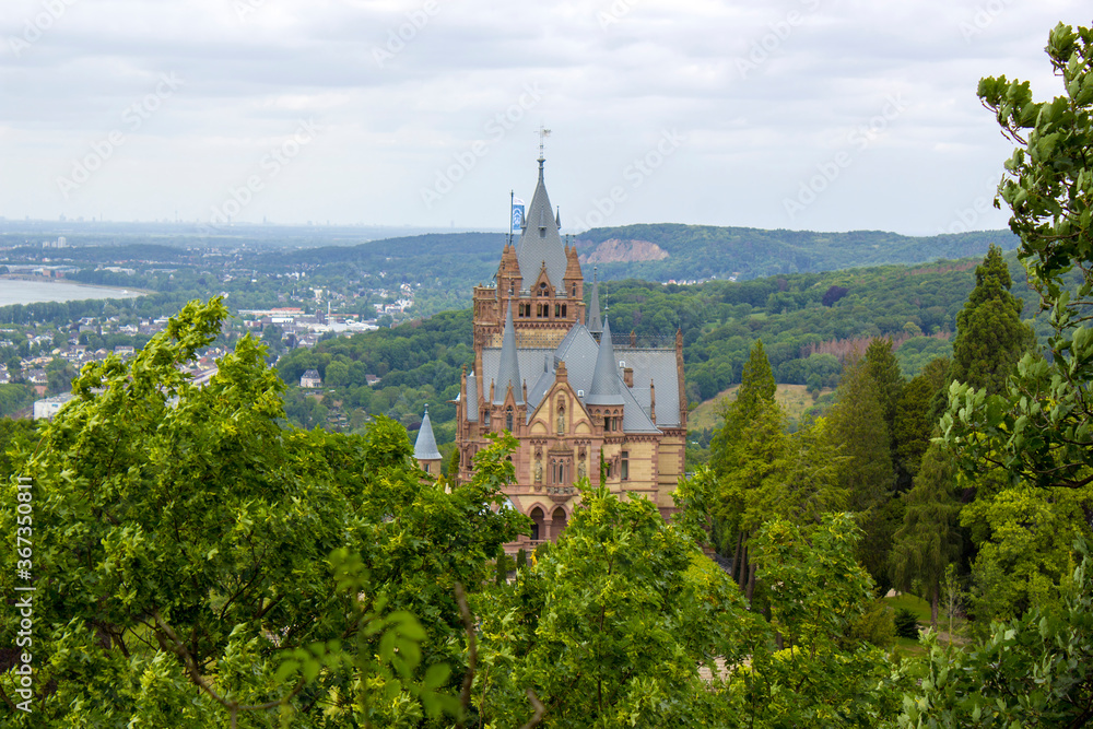 Castle Drachenburg, Rhine valley and the city of Bonn