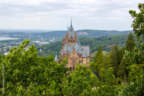 Castle Drachenburg  Rhine valley and the city of Bonn