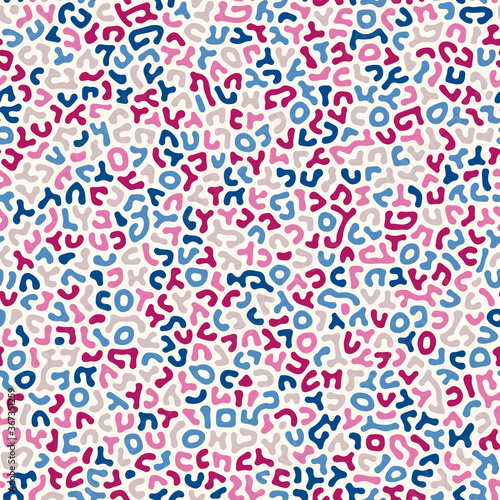 Faux ABC doodles, abstract spots seamless vector pattern