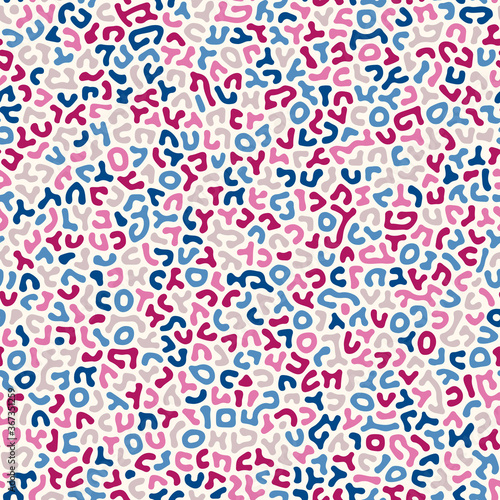 Faux ABC doodles, abstract spots seamless vector pattern