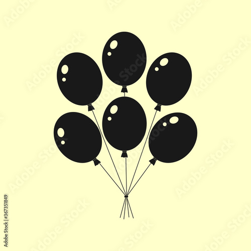 Helium air balloon  balls isolated on background. Happy birthday  party concept. Vector flat design