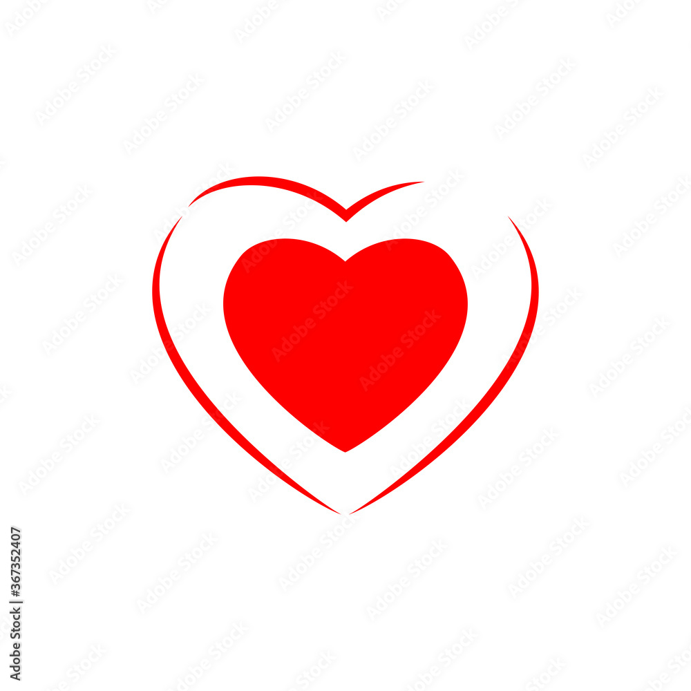 Heart icon isolated on background. Love, happy valentines day concept. Vector flat design Heart icon isolated on background. Love, happy valentines day concept. Vector flat design