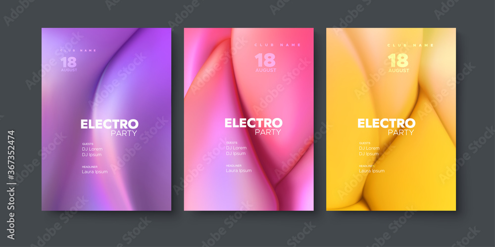 Electronic music festival ads poster set