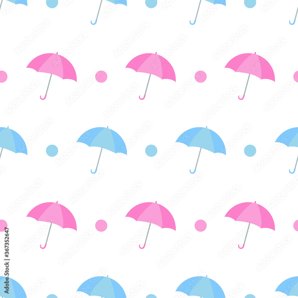 Cute umbrella seamless pattern vector on isolated white background. 
