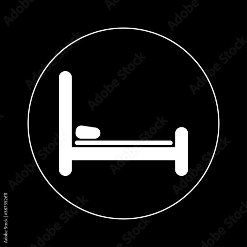 Bed icon isolated on background. Bedroom interior. House furniture. Vector flat design 