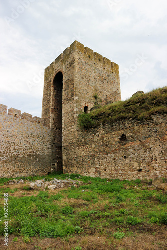ruins of the outer wall tower of old medieval fortress Smederevo in Serbia