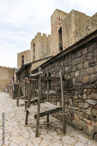 Courtyard of the citadel, stone medieval fortress Smederevo in Serbia