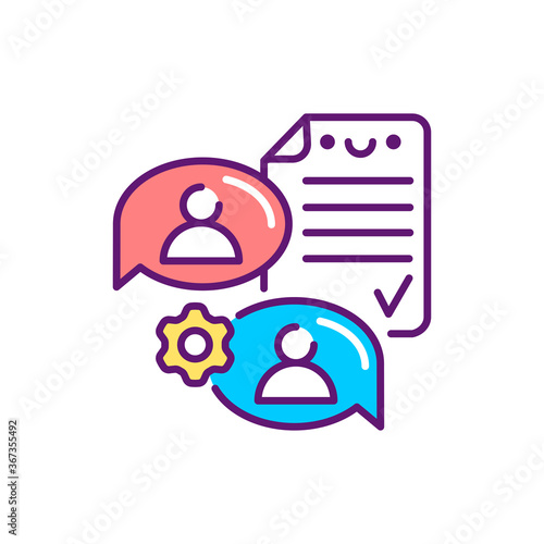 Supplier agreement line color icon. Event management. Sign for web page, mobile app, button, logo. Vector isolated element. Editable stroke