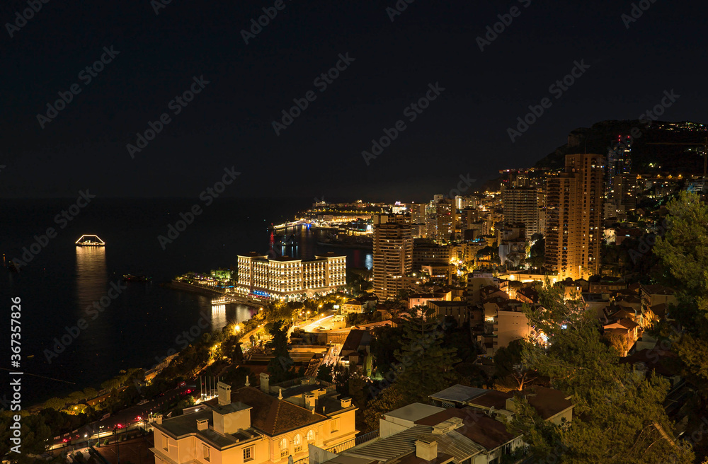 Fototapeta premium Night view of the principality of Monaco