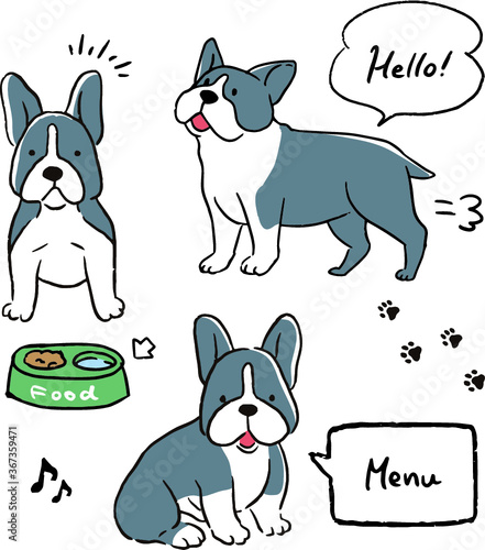 ボストンテリアのベクターイラストセット