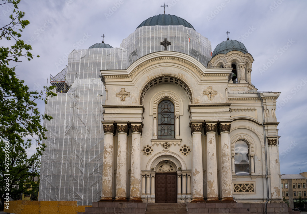 St. Michael the Archangel's Church or the Garrison Church a Roman Catholic church under renovation in the city of Kaunas, Lithuania