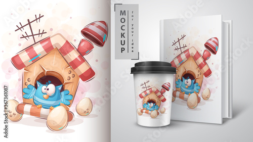 Bird and egg - poster and merchandising.