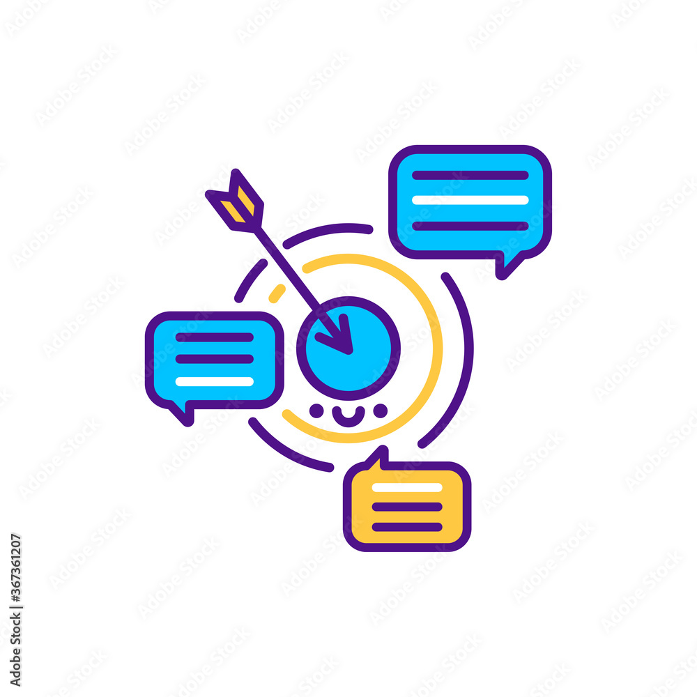 Targeted messaging line color icon. SMM promotion. Sign for web page, mobile app, button, logo. Vector isolated element. Editable stroke Targeted messaging line color icon. SMM promotion. Sign for web page, mobile app, button, logo. Vector isolated element. Editable stroke