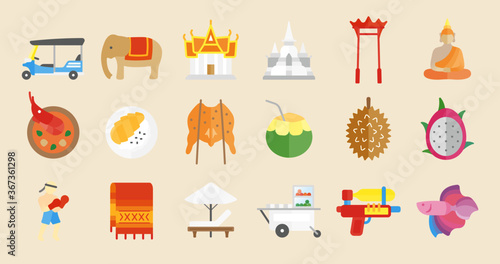 Thailand Icon Set (Simple flat vector for illustrations or graphics)