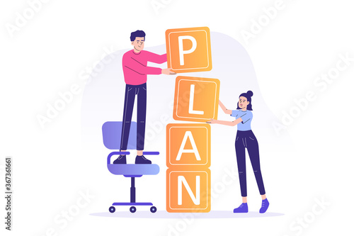 Planning concept. Time management and planning. Isolated modern vector illustration