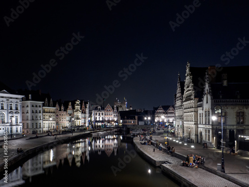 medieval ghent at night in belgium