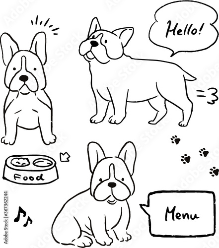 ボストンテリアのベクターイラストセット