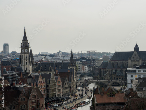 beautiful view over medieval ghent belgium