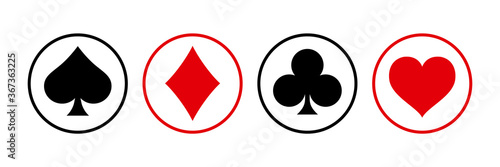 Suit deck of playing cards on white background.