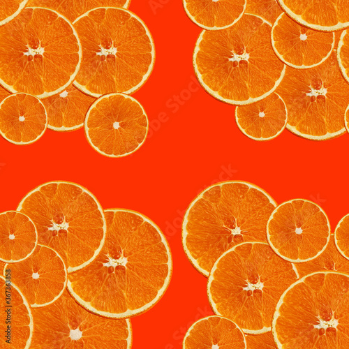 seamless texture of a set with juicy slices of orange  lemon  lime on a red background for menu or recipe  concept of vegetarian  wholesome food  background  pattern for textile  wallpaper  copy space