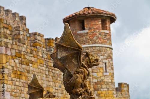 Gargoyle Guarding the Entrance into an Italian Style Castle in Napa Valley ,Calistoga, California, USA