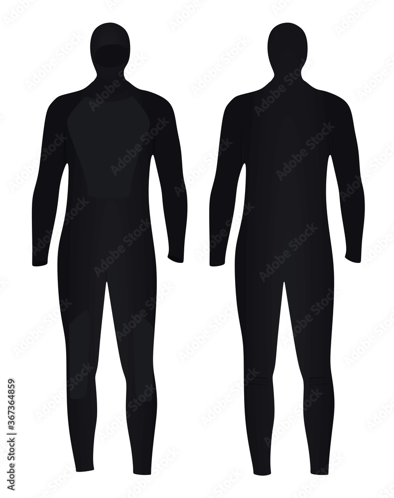 Black diving wetsuit. vector illustration Black diving wetsuit. vector illustration