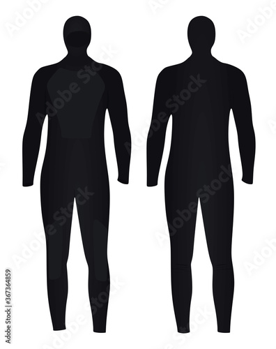 Black diving wetsuit. vector illustration