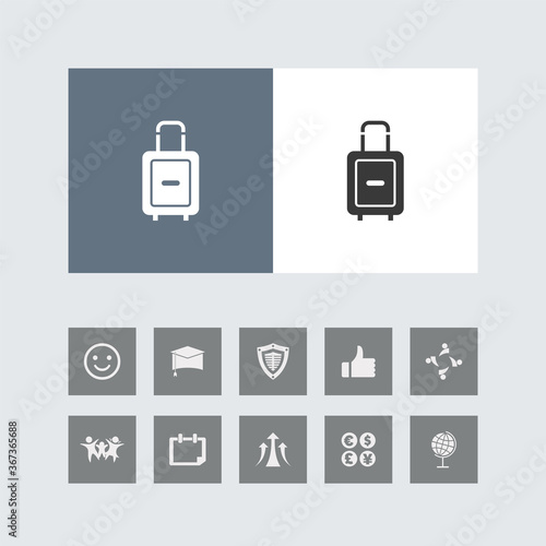 Creative Travel Bag Icon with Bonus Icons.