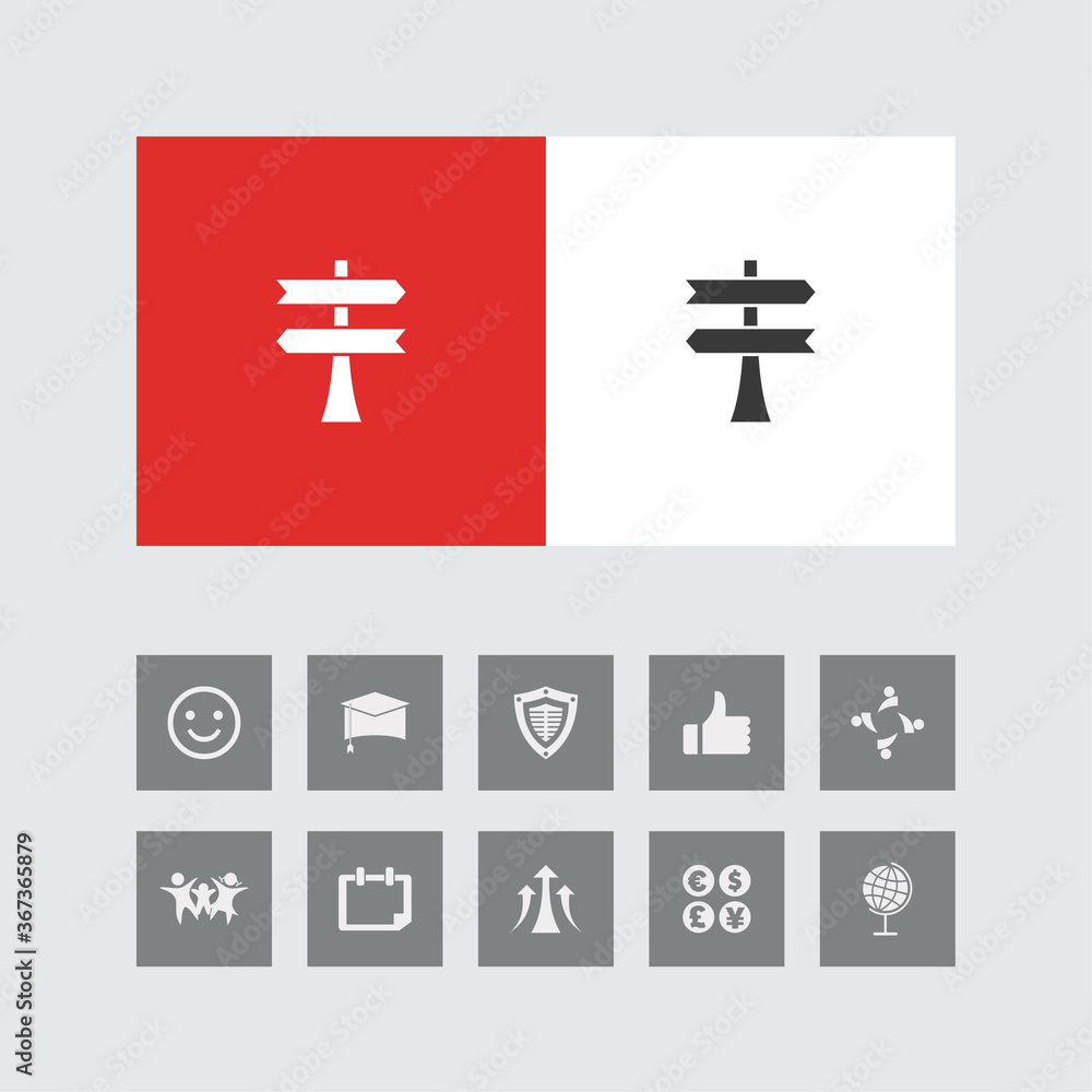 Fototapeta premium Creative Blank Road Sign Icon with Bonus Icons.