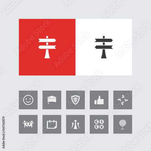 Creative Blank Road Sign Icon with Bonus Icons.