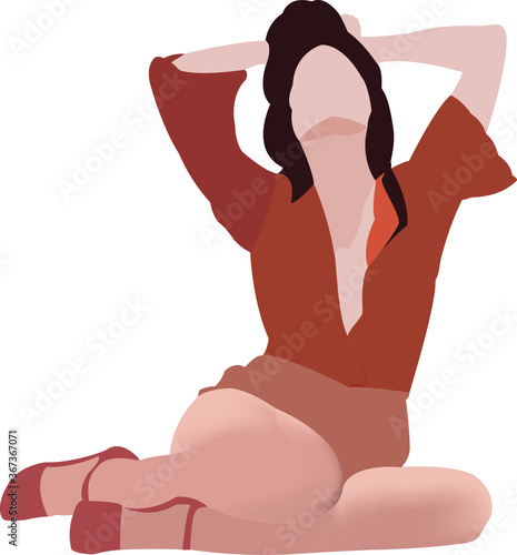 sex woman dressed in red sitting