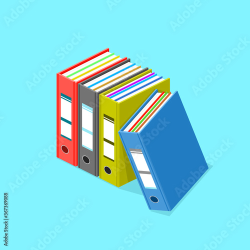 Isometric A4 Folder Icons vector illustration