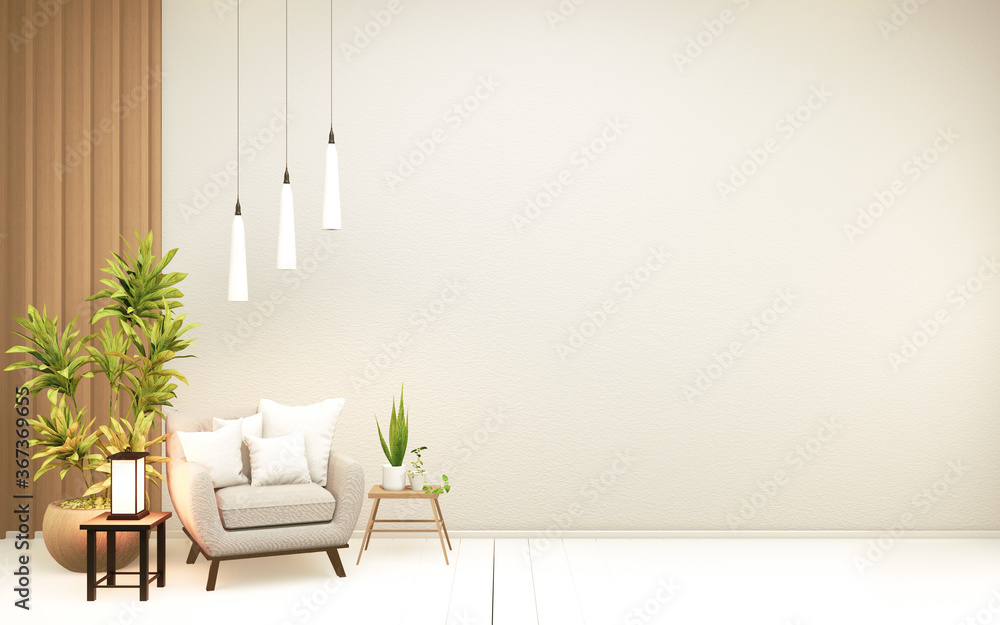 White tropical zen room interior design, mock up room japan style.3D rendering White tropical zen room interior design, mock up room japan style.3D rendering