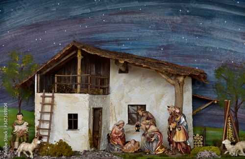 Tableau sur toile Krippe, Weihnachtskrippe, Geburt, Weihnachten, Jesus, Christen, Religion, Maria