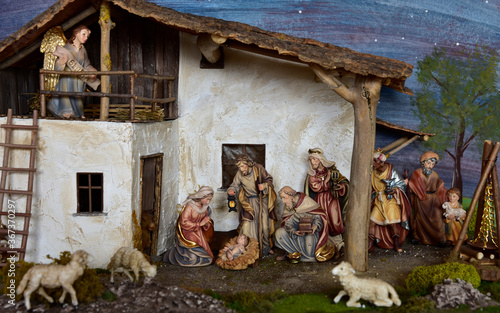 Foto Krippe, Weihnachtskrippe, Geburt, Weihnachten, Jesus, Christen, Religion, Maria