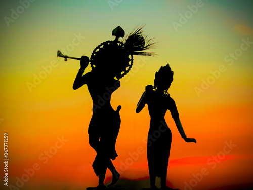 Konstfotografi shadow of lord krishna and radha