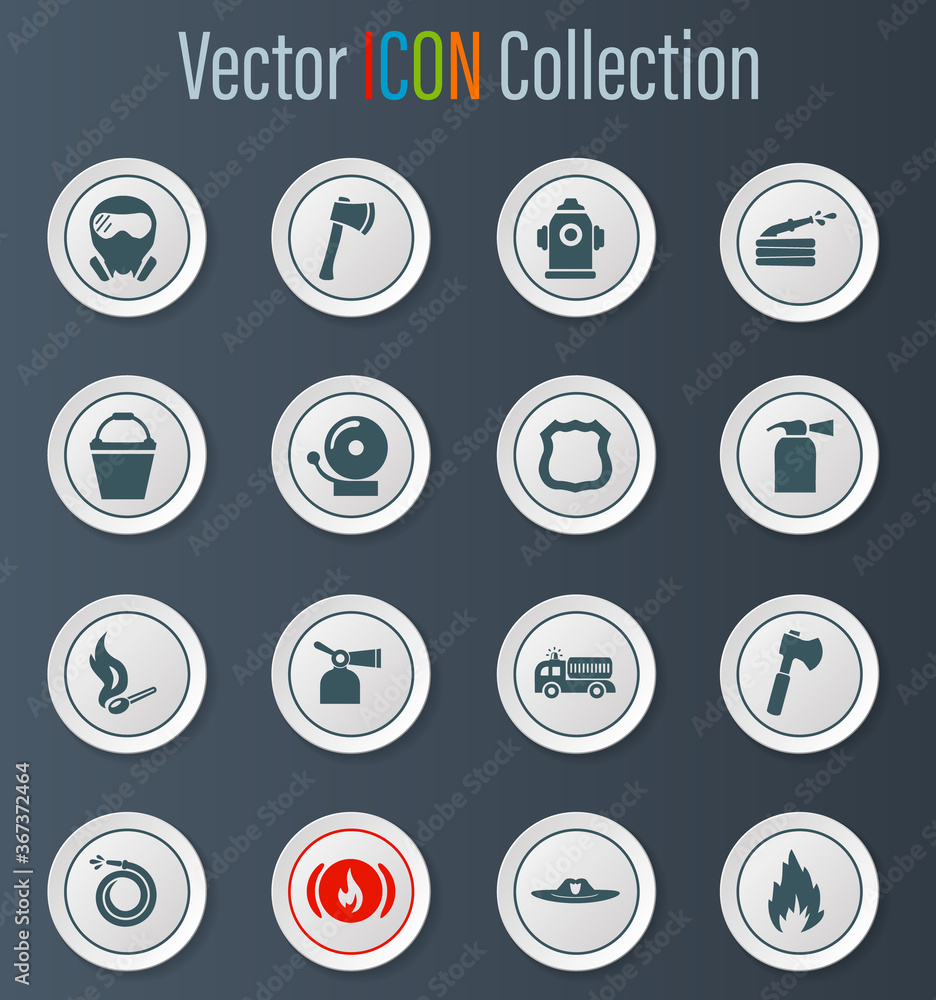 Fire brigade icons set Fire brigade icons set