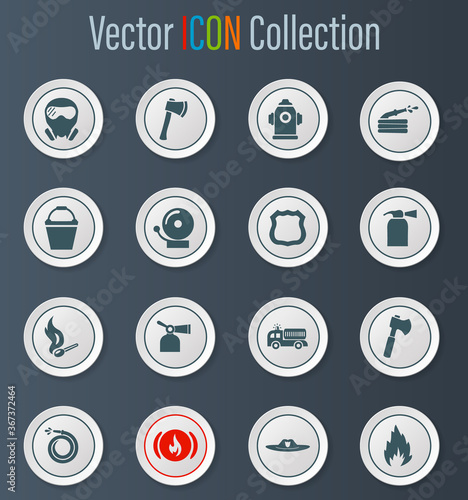 Fire brigade icons set