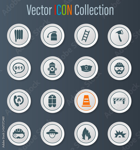 Fire brigade icons set